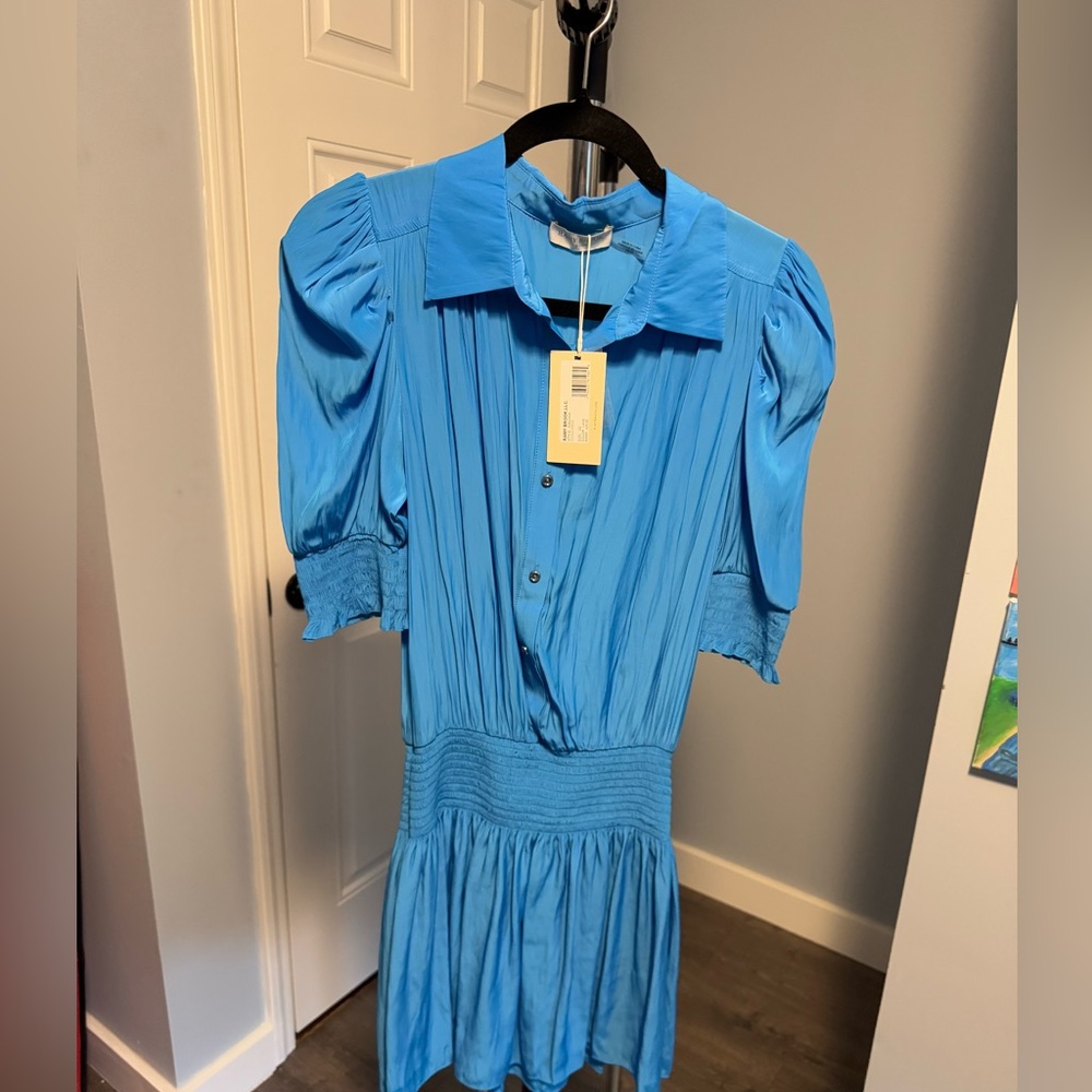 Nicole Shirt Mini Dress Sz XS in Lake Blue NWT